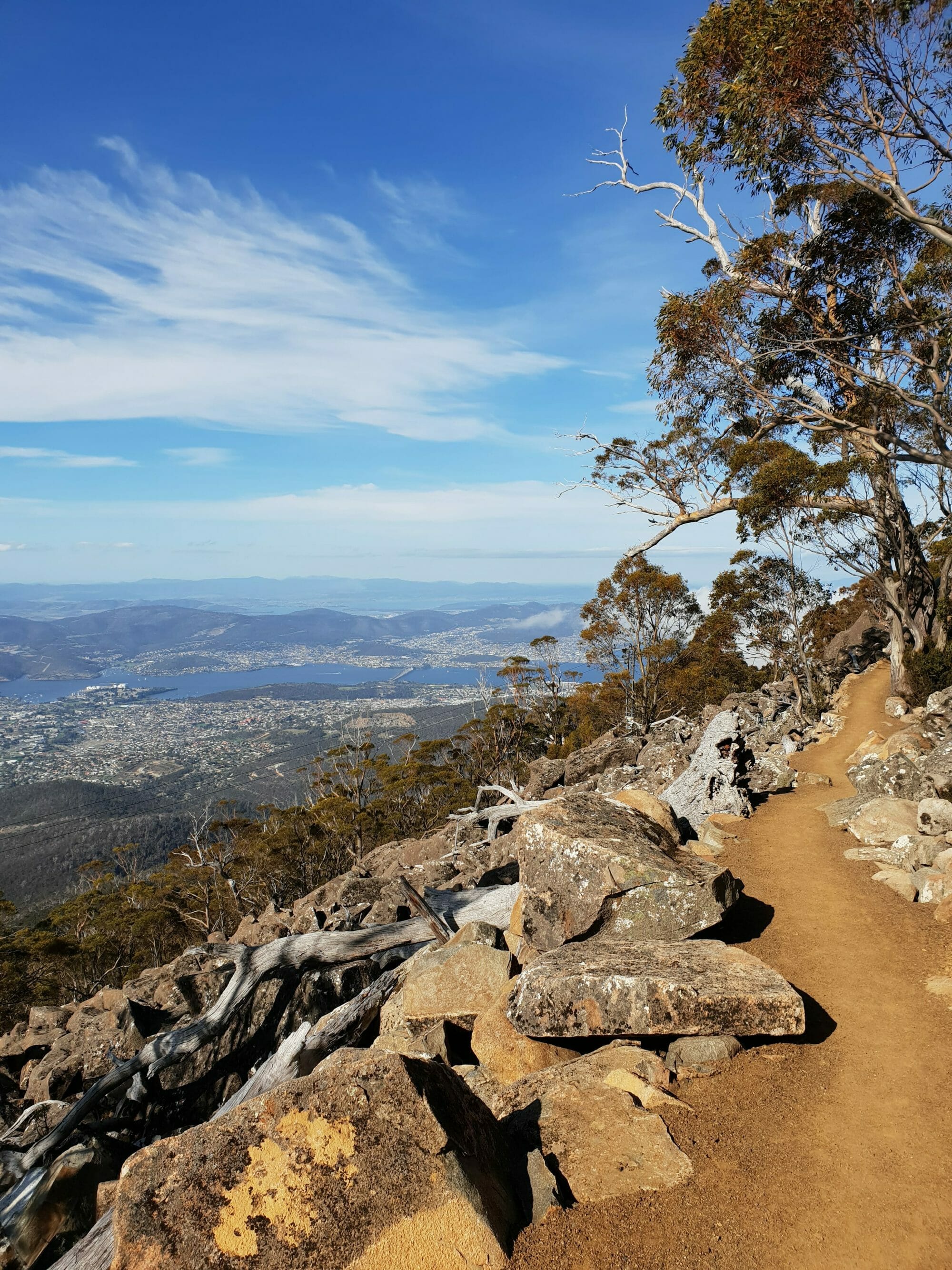blue bird day, trails, views, hobart, kunanyi, tasmania, mount wellington